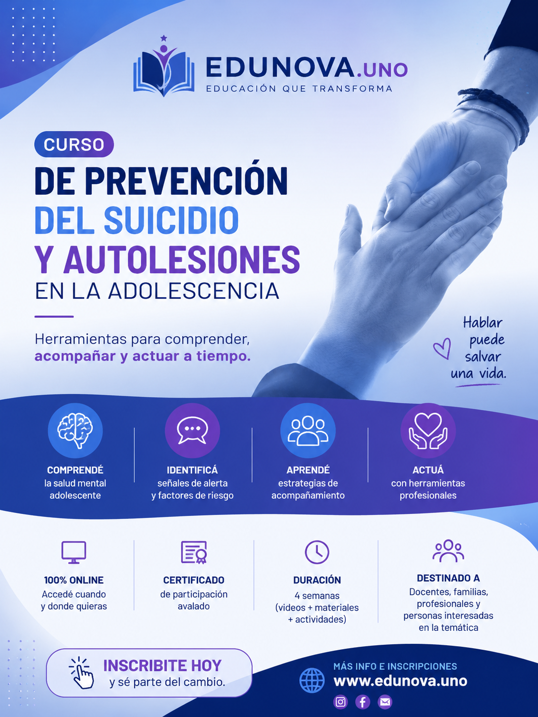 Prevención del suicidio y autolesiones en la adolescencia